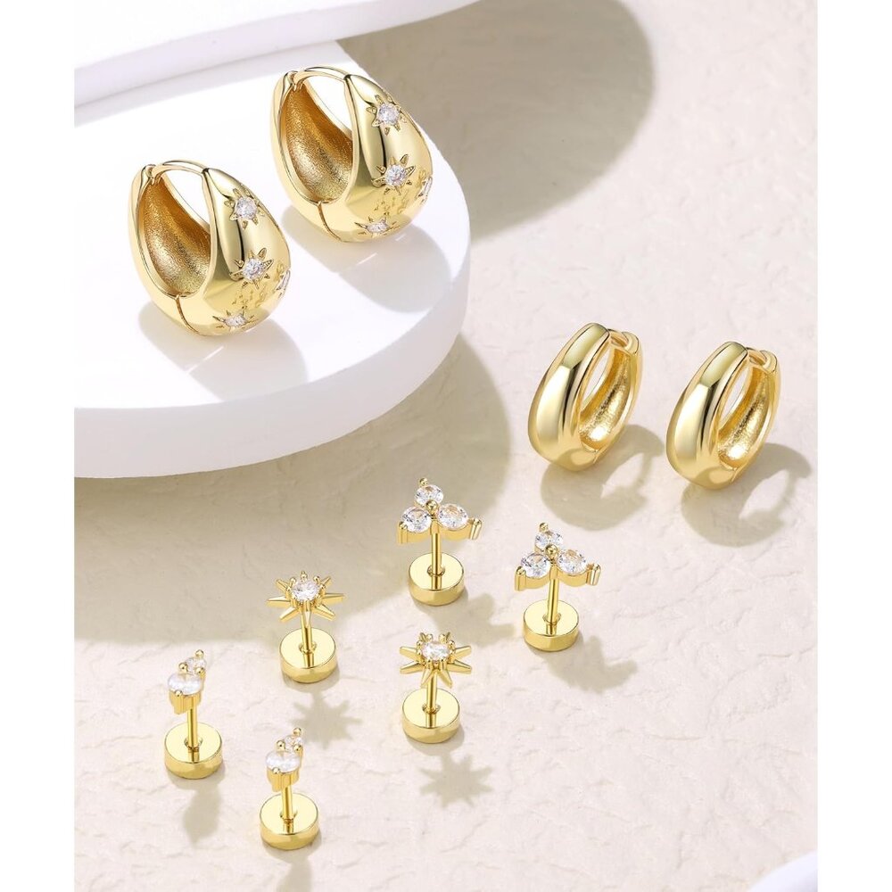 Sleek Hypoallergenic Flat Back Stud Earrings - Al… - image 4